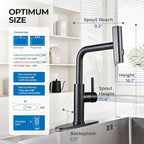 WEWE Waterfall Kitchen Faucet with Pull Down Sprayer, Black Kitchen Faucet with 3 Modes(Sweep/Stream/Waterfall) Swivel Switch Mode,Single Handle Kitchen Sink Faucet