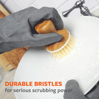 Full Circle Bubble Up- Eco-Friendly Bamboo Dish Brush & Ceramic Soap Dispenser - Natural Scrub Set for Dishes, Cast Iron - Kitchen Cleaning with Handle, White - 2 Pack