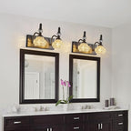 Modern Glass Crystal Bathroom Vanity Light Indoor Wall Lamp Black Vintage Wall Sconces 2-Lights Vanity Lighting Wall Mounted Sconce Wall Lighting