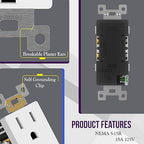 ENERLITES White Decorator Receptacle with Screwless Wall Plate, Standard Electrical Wall Outlet, 15A 125V, Self-Grounding, 2-Pole, 3-Wire, 5-15R, UL Listed, 61502-TR-WSID, Tamper Resistant