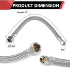 2-Pack EFIELD 16-inch Faucet Supply Lines, 1/2" FIP x 3/8" COMP Faucet Hose, Stainless Steel Braided Supply Line,(HOSE045)