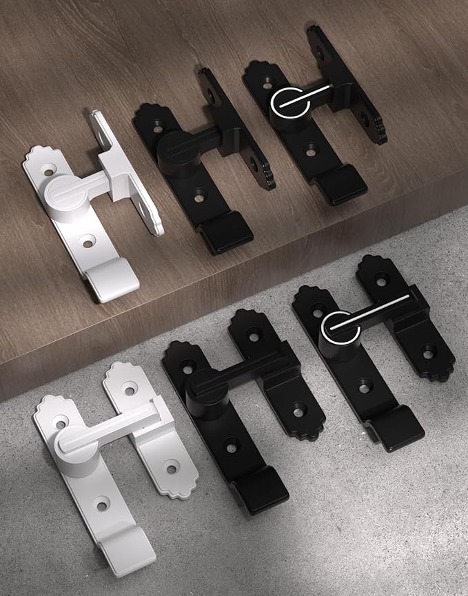 180 Degree Black Barn Door Lock, Flip Gate Latch with Handle, Heavy Sliding Door Latches, Door Security Sliding Latch Lock for Cabinets, Bathroom, Garden, Window, Garage