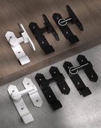 2 Packs 90 Degree Black Barn Door Lock, Flip Gate Latch with Handle, Heavy Sliding Door Latches, Door Security Sliding Latch Lock for Cabinets, Bathroom, Garden, Window, Garage