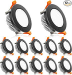 2 Inch LED Downlight, Recessed Lighting Dimmable Ceiling Light, 3W, 5500K Daylight White, CRI80 with LED Driver(35W Halogen Equivalent), Black 12 Pack