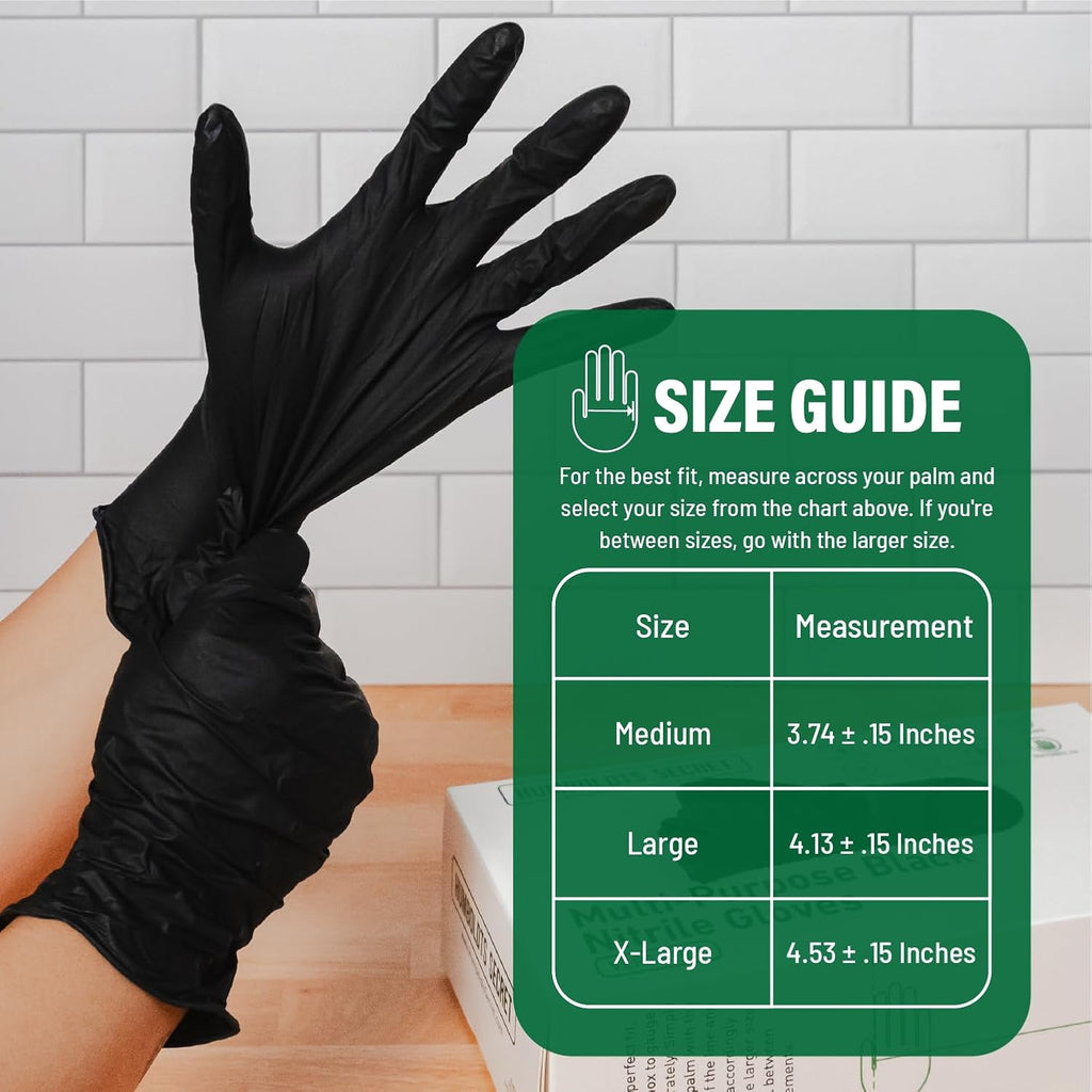 Humboldts Secret Black Nitrile Gloves Disposable Latex Free & Powder Free