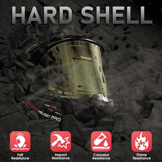 YESWELDER Auto Darkening Welding Helmet with SIDE VIEW, 180° Panoramic View, 1/1/1/1 True Color Solar Powered Welder Hood, Wide Shade 3/5-9/9-13 Welder Mask for TIG MIG ARC CUT and GRIND, LYG-Q800D