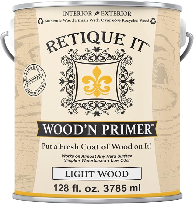 Retique It Wood'n Primer - Paint it then stain it - Stainable Wood Fiber Paint (Light Wood, X-Large)