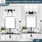 3-Light Bathroom Vanity Light Fixtures Over Mirror, Rustproof Vanity Lights for Bathroom, Modern Black Bathroom Lights Wall Mount with Milky White Glass Shades for Bedroom Living Room