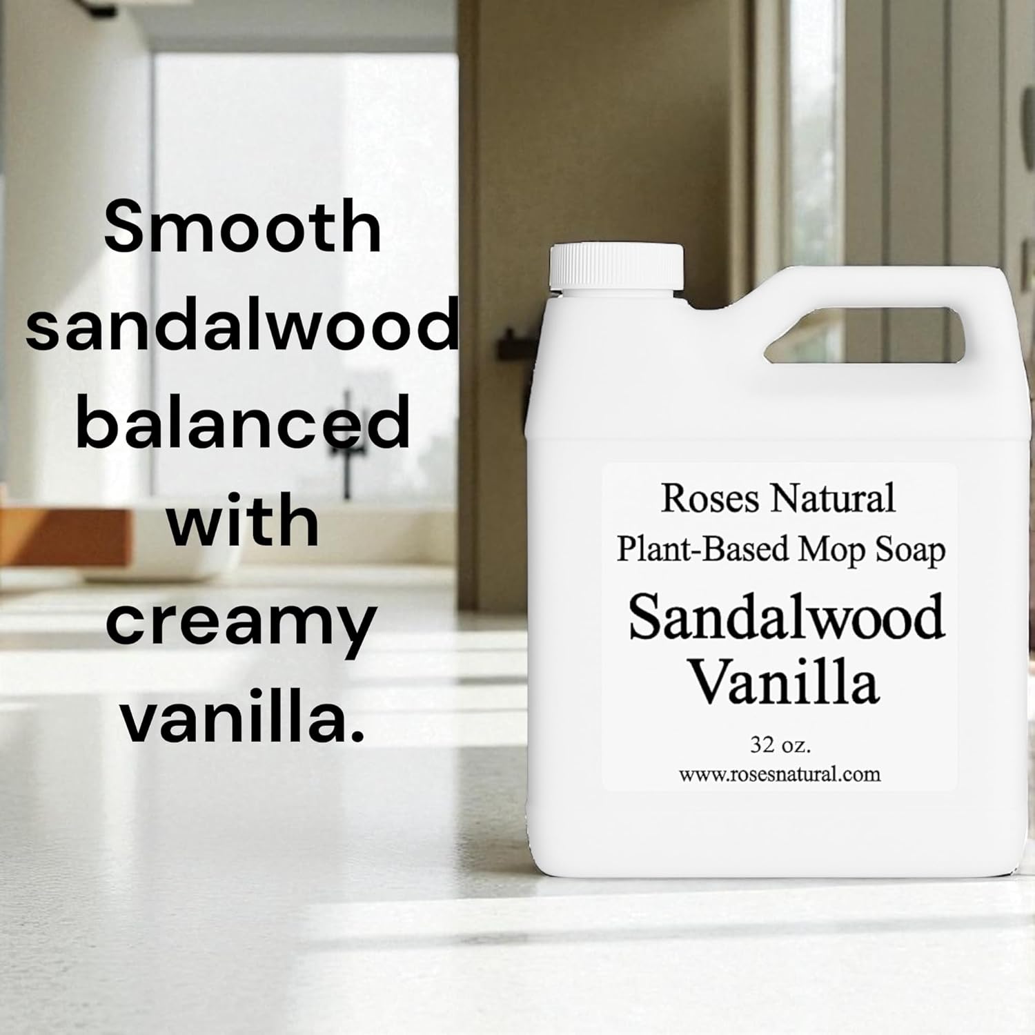 Plant-Based Floor Cleaner Mop Soap – 32 oz | Streak-Free, Highly Scented, Concentrated Mop Solution for Tile, Vinyl, Hardwood & Sealed Floors | Non-Toxic, Eco-Friendly (Sandalwood Vanilla)