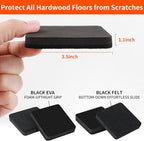 Ezprotekt 3.5" Felt Furniture Movers Sliders for Hardwood & Vinyl Floors, 16 Pcs Square Reusable Felt Furniture Moving Pads for Heavy Duty Sofa Bed Couch Cabinet, Move Items and Quickly (Black)