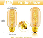 Edison Light Bulb 60w, 6 Pack Dimmable T45 Retro Bulb, 110v-130v, E26 Base Decorated Antique Filament Bulb, Amber Glass, 2200k Warm Yellow Incandescent Bulb, Used for Home Lighting