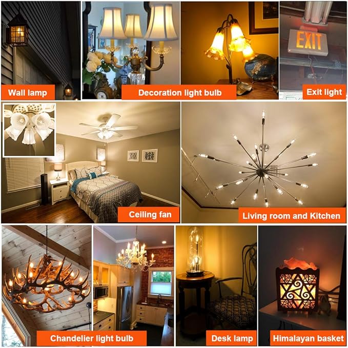 LiteHistory Dimmable T6 led Bulb 25W Candelabra led 2200K Amber 120lm 2W e12 T25 led Bulb 6Pack
