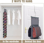 2 Pack Legging Storage Organizer- Hanging Closet Organizer System Clothes Closets Holder with 20 Roll Independent Compartments for Yoga Leggings T-Shirts Bras Socks Pants Tank Top Towel(Grey)