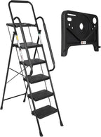 SIMPLI-MAGIC 5-Step Ladder, 800 LBS Capacity Folding Step Stool – Anti-Slip Wide Steps & Handgrip – ANSI Certified Lightweight & Durable Steel Stepping Stool for Kitchen, Home, Office & Garage