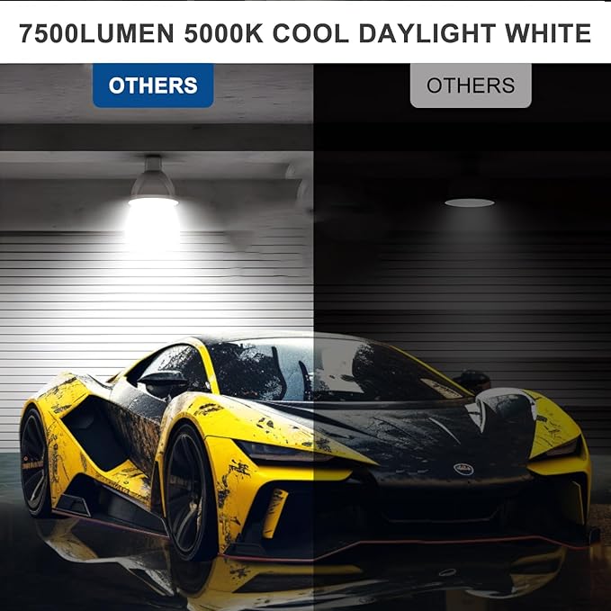 60W LED Corn Bulb 500W Equivalent Led Light Bulb 7500 Lumen Bright 5000K Daylight White E26/E27 Medium Base for Large Area Outdoor Indoor Garage Warehouse Factory Backyard