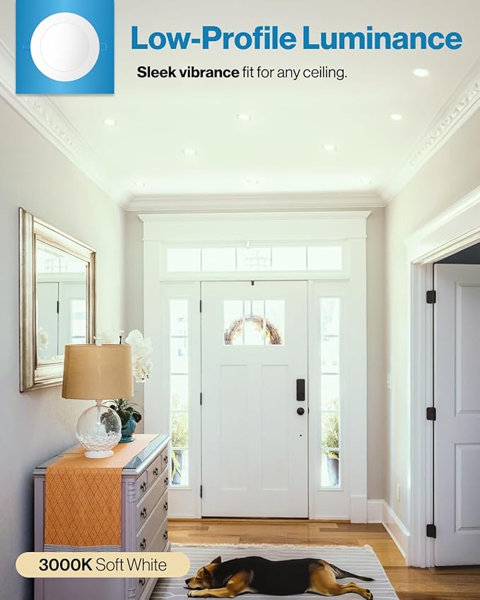 Sunco 12 Pack Recessed Lighting 6 Inch LED, Canless Ceiling Lights Slim with Junction Box, 850 LM, 14W (100W Equivalent), 3000K Warm White, Dimmable, Wafer Thin, 50000 Lifetime Hours ETL.