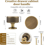 Antique Brass Kitchen Cabinet Knobs 5 Pack, 1.1Inch Knurled Brass Dresser Drawer Pulls, Modern Furniture Hardware Handles for Cupboard Wardrobe Vanity Closet Door