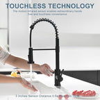 GIMILI Glossy Black Touchless Kitchen Faucets with Pull Down Sprayer Single Handle Spring Kitchen Faucet
