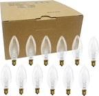 25 Pack Clear Torpedo Tip Replacement Bulbs,7 Watts Incandescent E12 Candelabra Base 120V C26 Window Candle Light Bulbs for Chandeliers Night Light Electric Candle Light