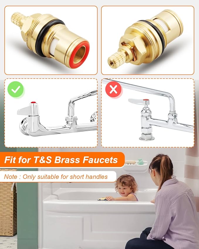 Ceramic Cartridge Assembly 013787-45, Faucet Filter Element Replacement Fit for T&S Brass Faucets, Pressure 20PSI-125PSI, Temperature 40F-140F