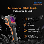Elitech Thermal Imaging Camera – 256×192 IR High Resolution Infrared Camera, No Visual Fusion Needed, Video Recording, Emissivity & Temp Alarm Settings, for HVAC, Electrical, Home Inspection, TIC-210