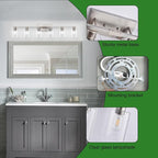 6-Light Bathroom Light Fixtures, Vanity with Clear Glass, Brushed Nickel Lighting Fixtures Over Mirror, 42inch Large Lights for Bathroom