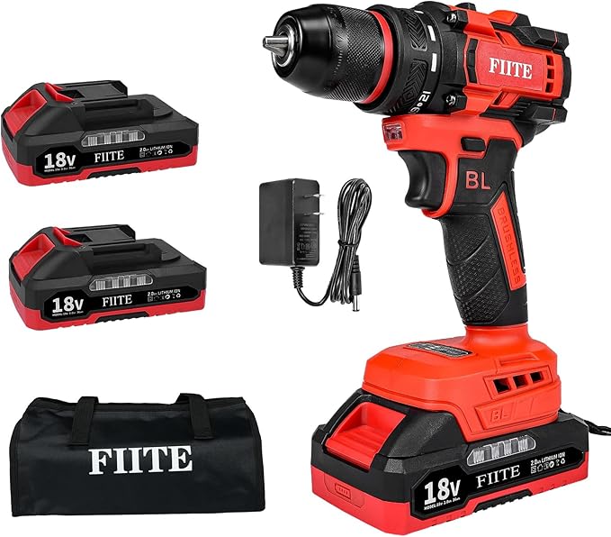 Power Drill, Cordless Drill with 2 × 2.0Ah Batteries, 3/8 inch Cordless Drills, 45Nm Small Drills Cordless, electric drill&LED Light, power drill cordless for Drilling and Tightening/Loosening Screws