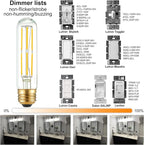 LiteHistory Tubular Light Bulb 6W Equal E26 LED Bulb 60 Watt dimmable Neutral White 4000K E26 Edison Bulb AC120V 600lm T9 T10 LED Bulb for Rustic Pendant,Island,Chandeliers,Wall sconces Pack of 6