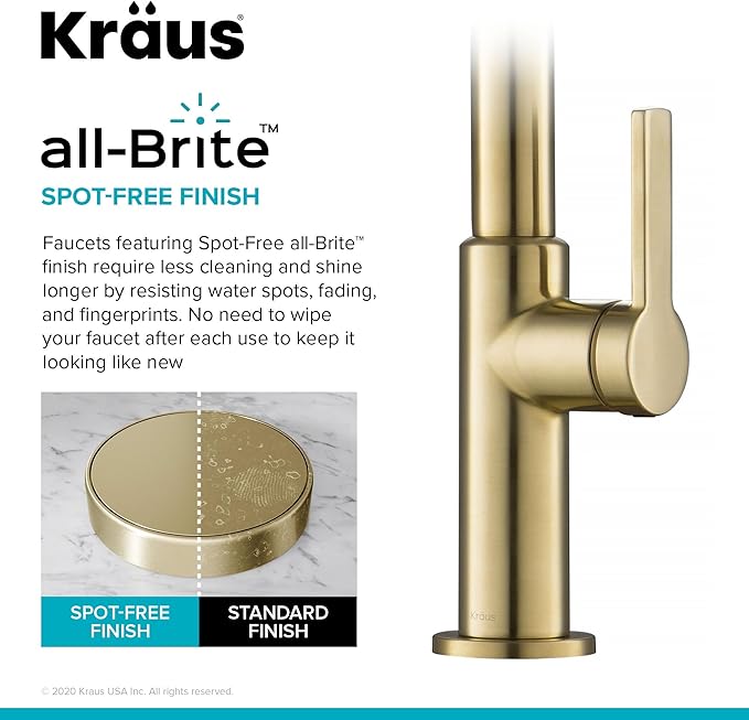 KRAUS Oletto High-Arc Single Handle Pull-Down Kitchen Faucet in Spot Free Antique Champagne Bronze, KPF-2821SFACB