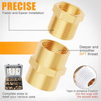 98PCS Brass Pipe Fittings Assortment Kit NPT Adapter,Reducer Bushing, Hex Nipple, Reducing Hex Coupling,Hex Head Plugs,90 Degree Street Elbow,Street Tee Fittings Kits
