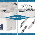 Gen 1 Large-Capacity Spin Mop and Bucket – for Big Homes & Deep Cleaning Days,4-Chamber System Separates Dirty & Clean Water, 2-GAL Heavy-Duty Design with Wheels & 8 Refill Mop Heads - White/Blue