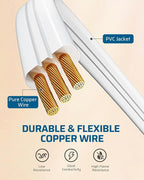 DEWENWILS 6FT Flat Plug Extension Cord, 3 Prong Ultra Thin Power Strip, 360° Rotating Plug, 13A/125V/1625W, 16 Awg Grounded Flat Power Cable for Indoor Narrow Space, SPT-3, ETL Listed, White