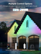 APPECK Permanent Outdoor Lights 50ft,RGBW Eaves Light with 36 LED Lights,111+ Scenes Modes Outdoor Lighting, Waterproof Permanent Light for Daily Holiday Halloween Decorations, Works with Alexa,White