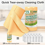 Microfiber Cleaning Cloths Roll, 75 Pack Tear Away Microfiber Towels Roll, 12" x 12" Lint Free Rags, Reusable Cleaning Cloths, Washable, Scratch Free,Ultra Absorbent Dish Rags(Orange Ripple)