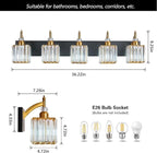 Modern Crystal Vanity Lights Black Gold 5 Light Bathroom Vanity Light Fixtures Over Mirror
