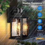 VIANIS Motion Sensor Exterior Lights for House, 2 Pack Dusk to Dawn Porch Lights Sconce Outdoor, Moden Black Outdoor Sconce Lights Lantern with Tempered Glass for Garage, Patio, Waterproof