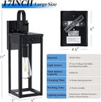 17'' Solar Porch Lights Outdoor 2 Packs, Waterproof Motion Lights for Outside, Black Dusk to Dawn Outdoor Lighting Modern Wall Sconce Lantern, Exterior Lighting Fixtures for House Patio Garage