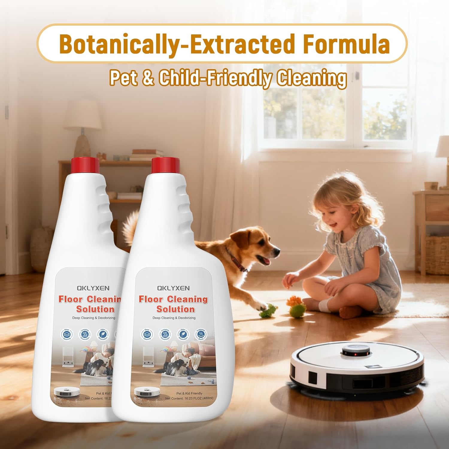 Floor Cleaning Solution Compatible With Roborock Robot Vacuum and Mop Cleaner (Qrevo/Q7/Q10/Saros 10R), Deep Cleans For Multiple Hard Floor, Suitable for All Robot Vacuum With Mopping (Original)