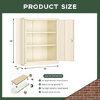 Greenvelly Metal Storage Cabinet, 36" Locking Storage Cabinet with Doors and Shelves, Lockable Storage Cabinets for Home Office, Utility Locker Cabinet, Steel Garage Cabinet with 2 Keys, Gray