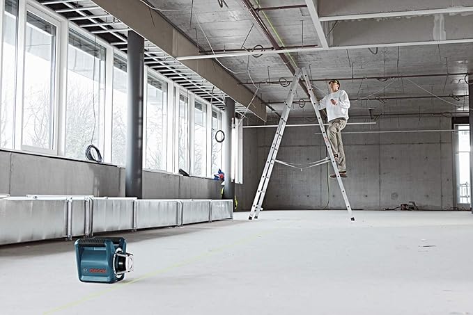 BOSCH GRL 300 HVG Self-Leveling Green-Beam Rotary Laser, Includes 2 D Batteries, Remote Control, Wall Mount, Laser Target, Laser Glasses, & Carrying Case