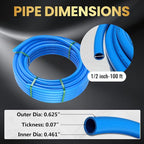 1/2 Inch-100 ft Foskan Blue PEX-B Pipe,Water Tubing with a Pipe Cutter,10 PCS Brass Crimp Fittings & 30 PCS Pex Clamps