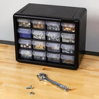 Akro-Mils 16-Drawer Plastic Drawer Storage Cabinet for Garage Organization, Beads, Makeup Organizer, Building Bricks Storage, Teacher Toolbox, 10-1/2" W x 6-1/2" D x 8-1/2" H, 10116 Black