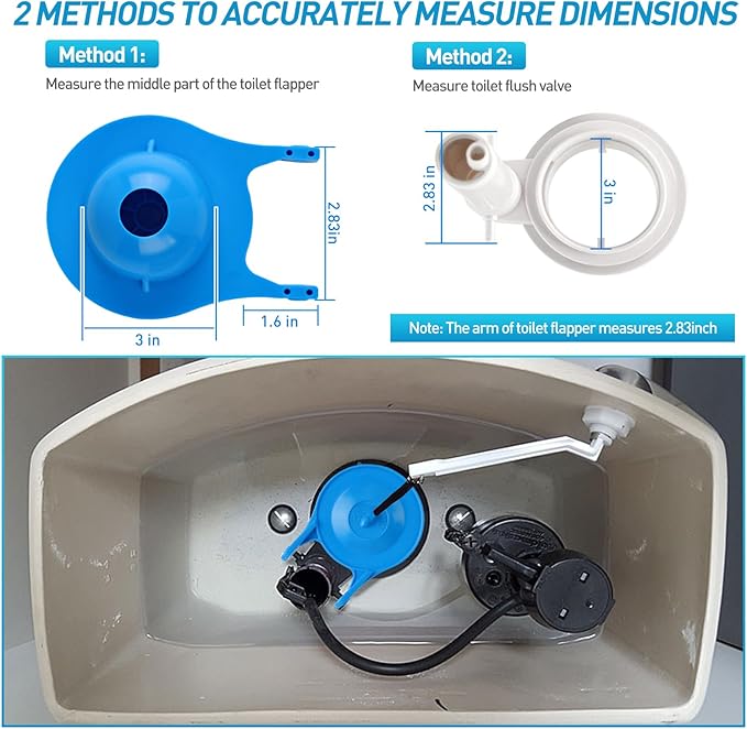 Toilet Flapper Replacement Kit - Premium Silicone Toilet Flusher Replacement Kit with Steel Chain, Universal American Standard Toilet Stopper Flapper 3 Inch, Fits for Various Toilet Types, Blue,1PCS