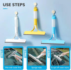 3 in 1 Spray Window Squeegee Cleaner Scraper, WindowSqueegee with Brush and Built-in Spray BottleAll-Purpose Shower Glass, Mirrors, Car, Home Window Cleaner Tool (Yellow)