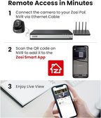 ZOSI C220 16CH 4K PoE Home Security Camera System, 16 Channel 4K 8MP NVR with 4TB HDD for 24/7 Record, 12 x 4MP(1440p) QHD 2.5K Dome IP Cameras Outdoor Indoor, Smart AI Human Detection, Two-Way Audio