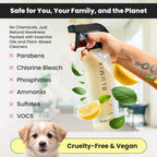 Eco-Friendly Cleaning Kit – Spray Bottle, 4 Refill Tablets, Swedish Dishcloth & Glass Cloth | Lemon & Eucalyptus | Plant-Based, Biodegradable All-Purpose Surface Cleaner Starter Set, Gift