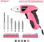 Hi-Spec Electric Screwdriver 27pc 3.6V Pink USB Small Power Screwdriver Set. Cordless & Rechargeable with Driver Bit Set