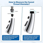 Hibbent Curved Pull Down Kitchen Faucet Head Replacement, 3-Function Kitchen Sink Spray Nozzle with 14 Adapters, Anti-Splash, Compatible with Kohler Bent Faucets, Chrome