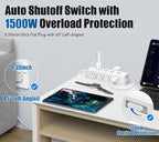 40W Fast Charging Under Desk Power Strip,12 Outlet Mountable Power Strip with 4 USB,1200J Surge Protection,10FT Flat Extension Cord