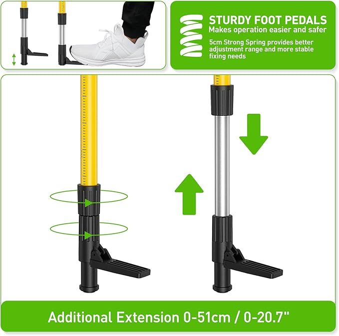 Huepar 12 Ft./3.7M Professional Laser Level Pole with Tripod and 1/4-Inch by 20-Inch Laser Mount for Rotary and Line Lasers, Adjustable Telescoping Laser Pole with 5/8"-11 Threaded Adapter-LP36A